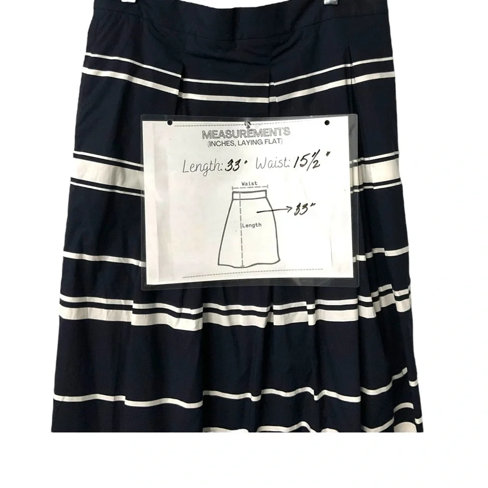 Ann Taylor‎ Blue White Stripe Maxi Skirt Pleated Full Nautical Office NWT
